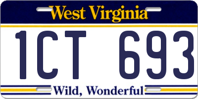 WV license plate 1CT693