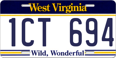WV license plate 1CT694
