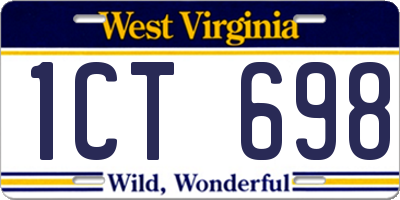 WV license plate 1CT698