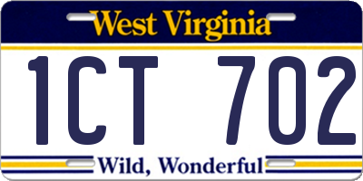 WV license plate 1CT702