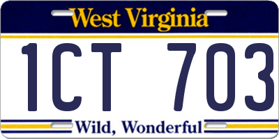 WV license plate 1CT703