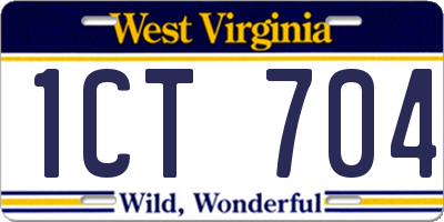 WV license plate 1CT704