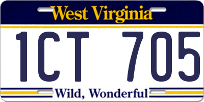 WV license plate 1CT705