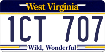 WV license plate 1CT707