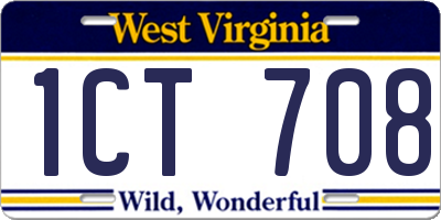 WV license plate 1CT708