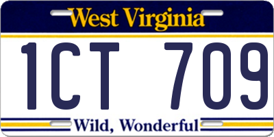 WV license plate 1CT709