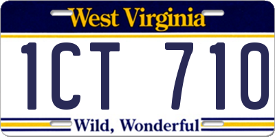 WV license plate 1CT710