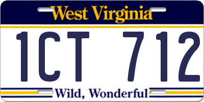 WV license plate 1CT712