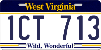 WV license plate 1CT713