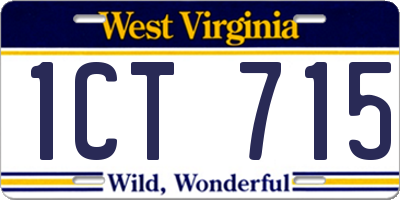 WV license plate 1CT715