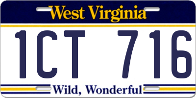 WV license plate 1CT716