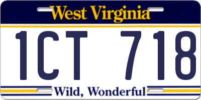 WV license plate 1CT718