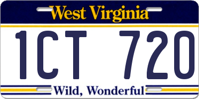 WV license plate 1CT720