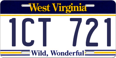 WV license plate 1CT721