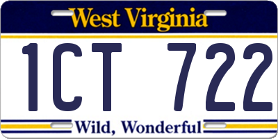 WV license plate 1CT722