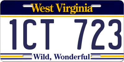 WV license plate 1CT723