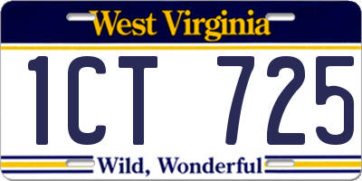 WV license plate 1CT725