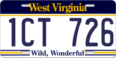 WV license plate 1CT726