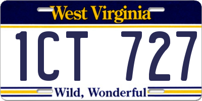 WV license plate 1CT727