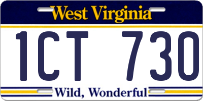 WV license plate 1CT730