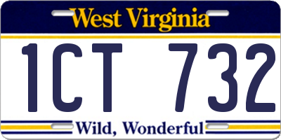 WV license plate 1CT732