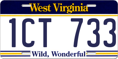 WV license plate 1CT733
