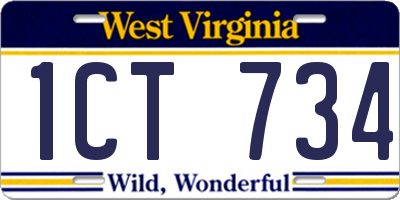 WV license plate 1CT734