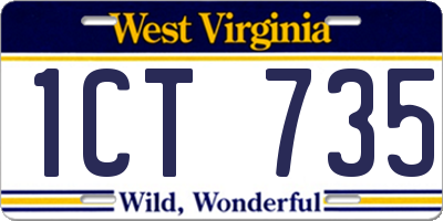 WV license plate 1CT735