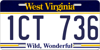 WV license plate 1CT736