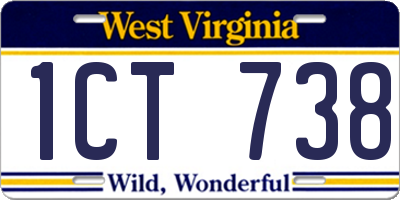 WV license plate 1CT738