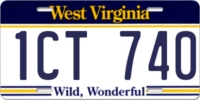 WV license plate 1CT740