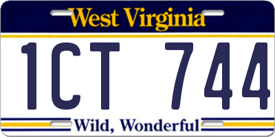 WV license plate 1CT744