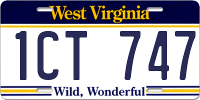 WV license plate 1CT747