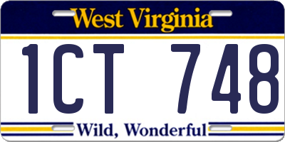 WV license plate 1CT748