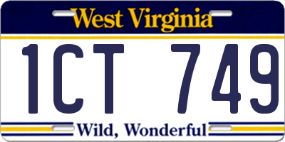 WV license plate 1CT749