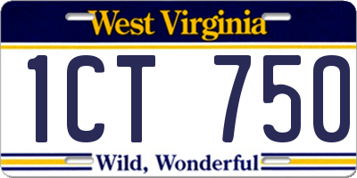 WV license plate 1CT750