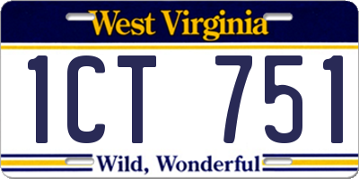 WV license plate 1CT751