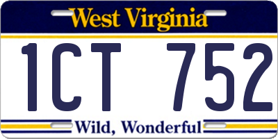 WV license plate 1CT752
