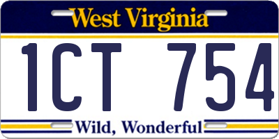 WV license plate 1CT754