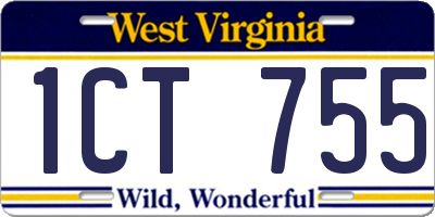 WV license plate 1CT755