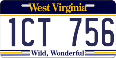 WV license plate 1CT756