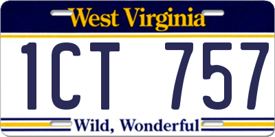WV license plate 1CT757