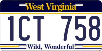 WV license plate 1CT758