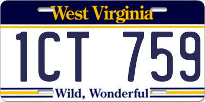 WV license plate 1CT759