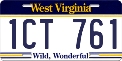 WV license plate 1CT761