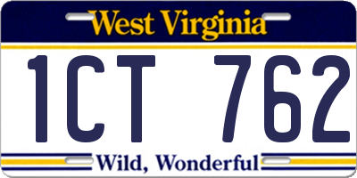 WV license plate 1CT762