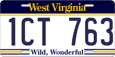 WV license plate 1CT763