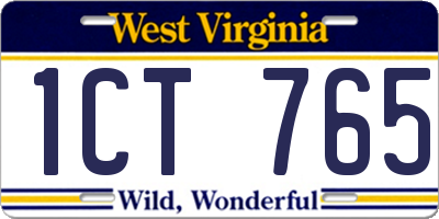 WV license plate 1CT765