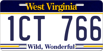 WV license plate 1CT766