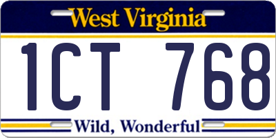 WV license plate 1CT768